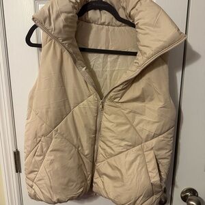 Women's Beige Puffer Vest medium